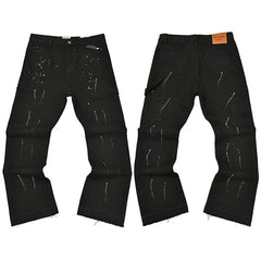 Gallery Dept. Spray Stripe & Paint Splatter Black Cargo Pants