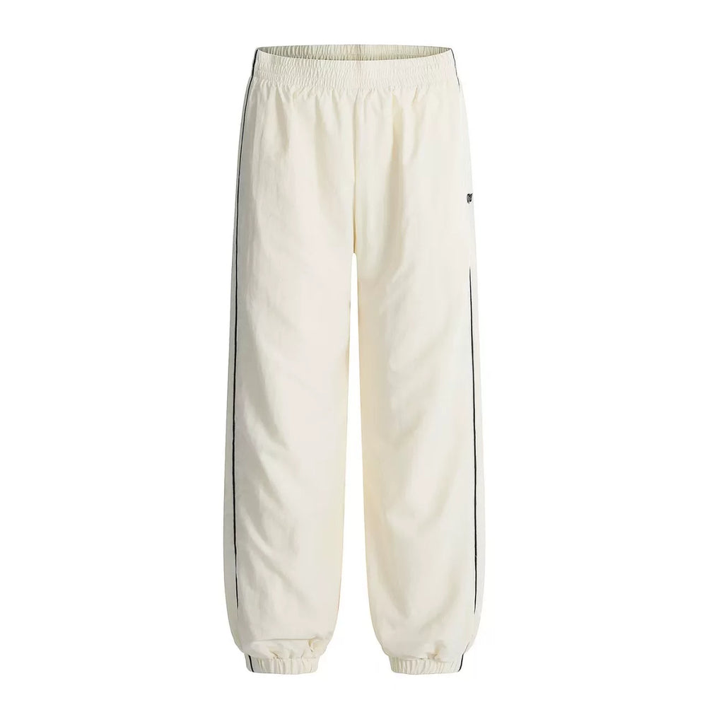 6PM Side‑Stripe Cream Track Jogger Pants