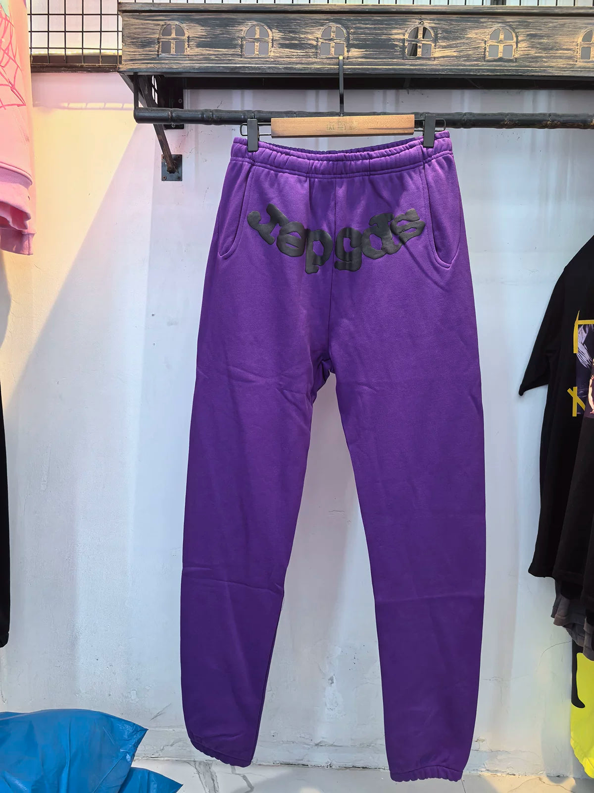 SP5DER Spider‑Web Graphic Jogger Sweatpants Hip‑Hop Street‑Wear Trousers