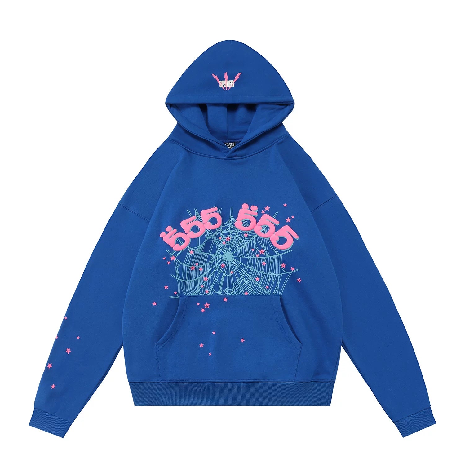 Sp5der 555 Spider‑Web Graphic Pullover Hoodie Hip‑Hop Street‑Wear Sweatshirt