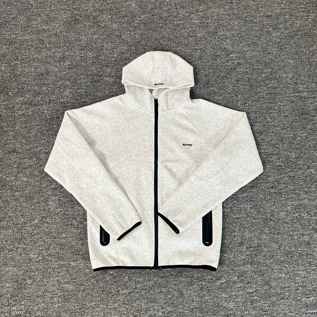 6PM Contrast‑Stitch Zip‑Up Hoodie