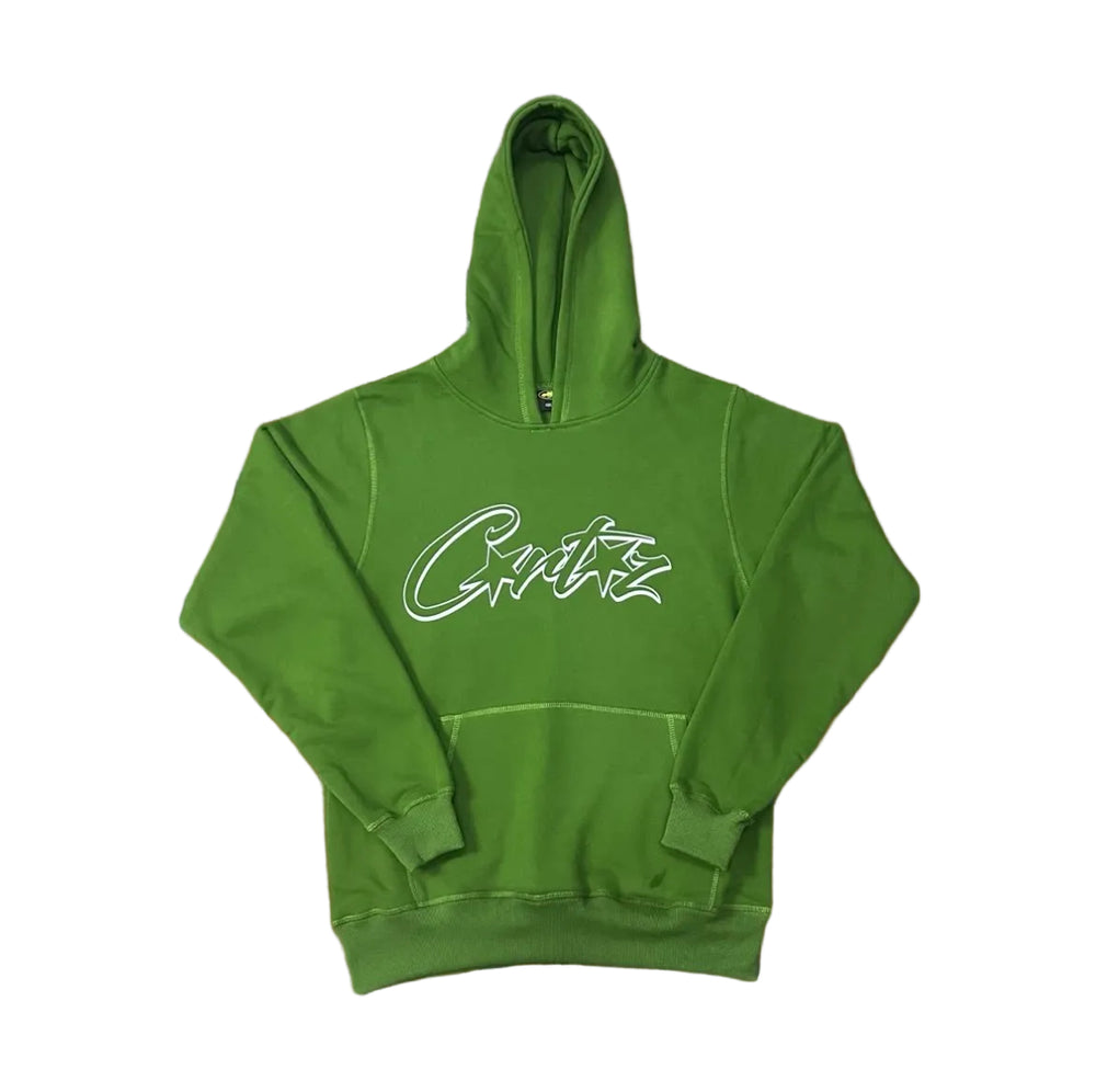Green Script Logo Hoodie – Oversized Streetwear Pullover Sweatshirt