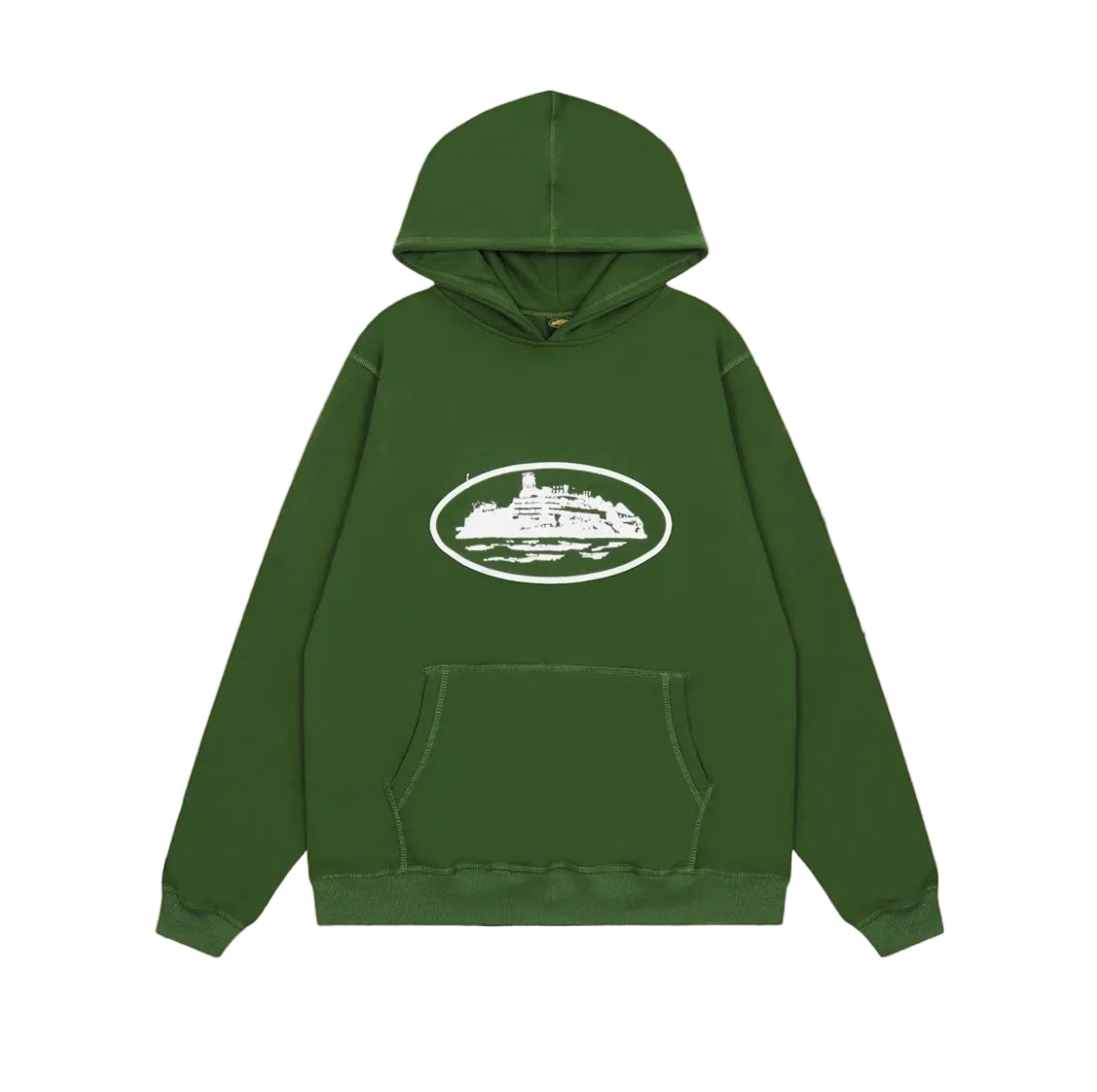 Forest Green Vintage Graphic Hoodie – Oversized Streetwear Pullover