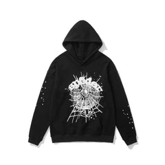 Sp5der Spider‑Web Print Pullover Hoodie Hip‑Hop Street‑Wear Sweatshirt