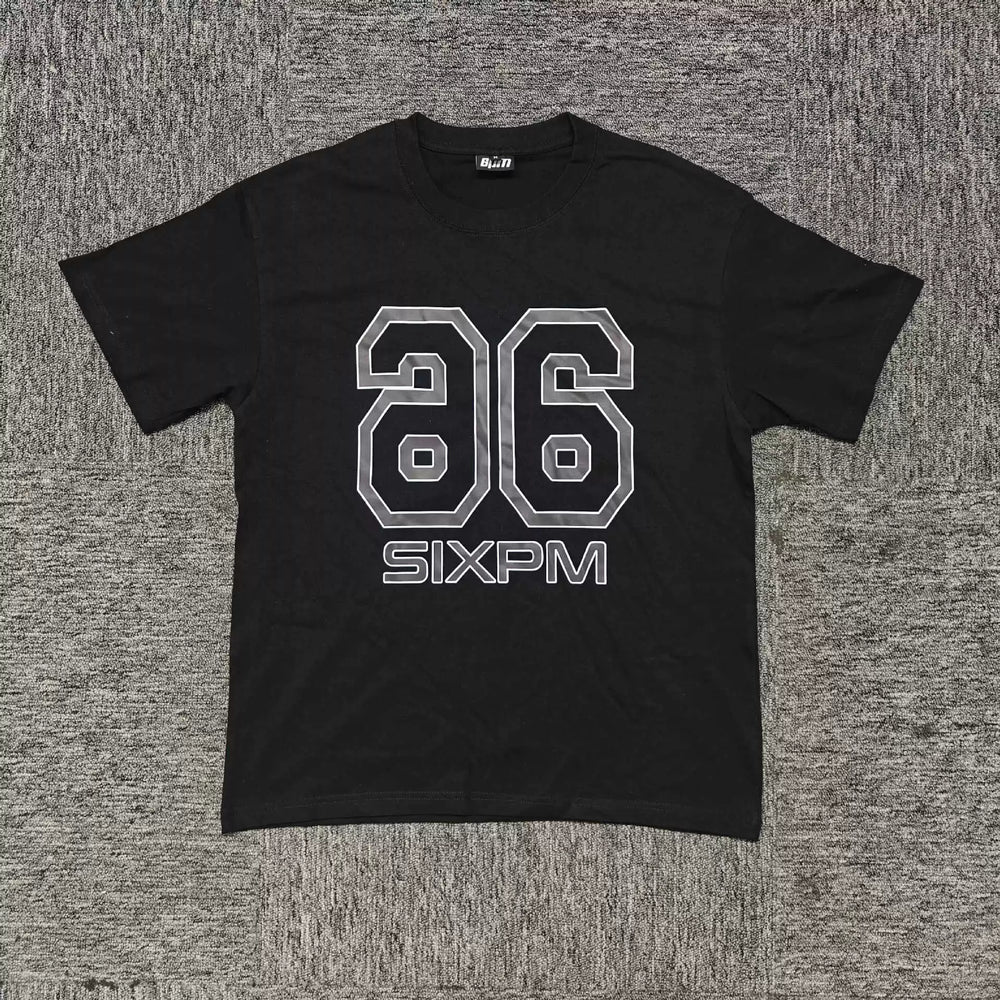 6PM Number‑Print Oversized Graphic T‑Shirt