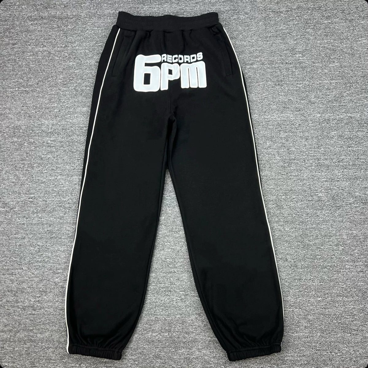 6PM Records Graphic Side‑Stripe Jogger Pants