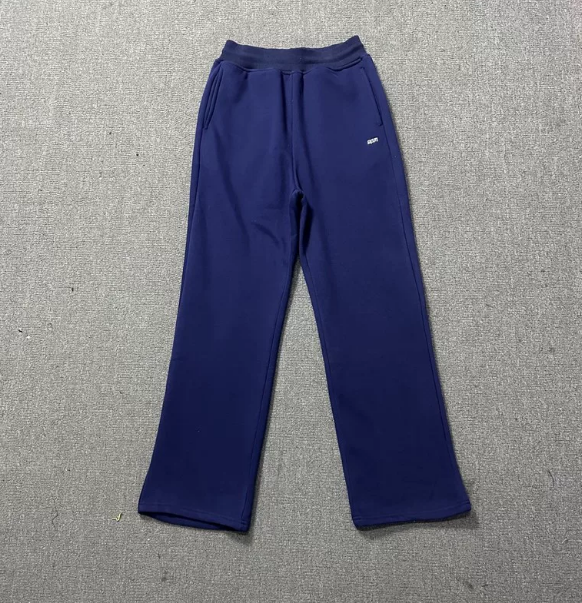 6PM Navy‑Blue Minimal Small‑Logo Wide‑Leg Sweatpants Casual Street‑Wear Trousers
